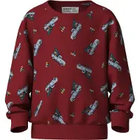 Name it Sweatshirt - NmmVoluf - Röd Dahlia/Bil - - 5 år (110) - Sweatshirt