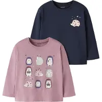 Name it Tröjor - 2-pack - NmfVeen - Lilas/Marinblå Kavaj - Igelk - - 5 år (110) - Tröja