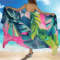 Creative Man Tropisk Blad Pareo Scarf, Stor Mycket Absorberande Snabbtorkande för Resor Camping Sommarsemestrar W30*H60(CM) blue