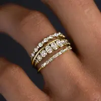 YIRAN Jewelry Huitan 4-delat Set Ringar för Kvinnor Lyxig Guld Färg Kubisk Zirkonia Damringar Bröllopsfest Statement Dam Accessoarer Nya Smycken 10 brown