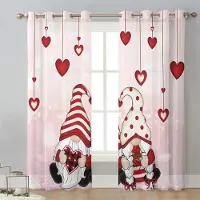 Yiran Furniture Glad Alla hjärtans dag Kärlekshjärta Voilegardiner För Sovrum Tygfönstergardin För Vardagsrum Skira Gardiner Persienner Draperier 2 st W50X130H(cm)x2Pcs&Grommet Top