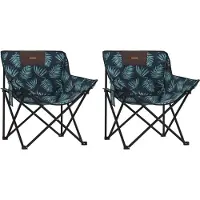 vidaXL Campingstolar med ficka fällbar 2 st bladmönster