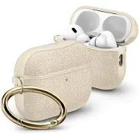 Spigen för AirPods Pro 3 Fodral, Urban Fit Kompatibel med AirPods Pro 3:e Gen (2025), Premium Tygfodral med Karbinhake - Dune Beige
