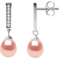 Diadema Örhängen Dangle Sötvattenspärlor 6-7mm Päron Rosor Smycken 925