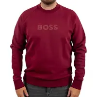 BOSS för män. 50565307 Salbo sweatshirt i vinrött (XL), Casual, Granat, Bomull