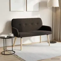 vidaXL 2-sitssoffa med ben i massivt trä Svart Bouclé