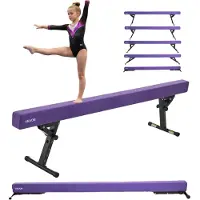 Vevor Justerbar Balansbom för Barn, 2,4 m Gymnastikbom, Höga och Låga Golvbalkar med 5 Justerbara Höjder för Alla Gymnastiknivåer, Professionell Gymnastikutrustning för Hemma och Gym, Lila