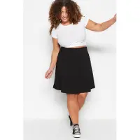 Trendyol Dam Svart Enfärgad Kort / Mini A-linje A-linje Plus size Kjolar