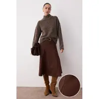 Trendyol TRENDYOLMİLLA Dam Brun Enfärgad Midi A-linje A-linje Kjolar
