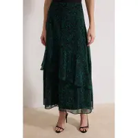 Trendyol Modest Dam Grön Djurmönster Maxi Utsvängd kjol A-linje Modest Kjolar