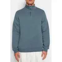 Trendyol MAN Herr Blå Djurmönster Lång Regular fit Sweatshirts