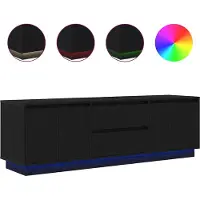 vidaXL TV-bänk med LED-lampor svart ek 160,5x41x50 cm