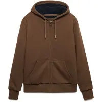 Superdry för män. M2014583A Brun huvtröja med dragkedja och Borg-foder (XXL), Casual, Bomull