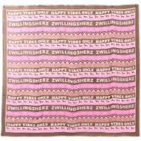Zwillingsherz Scarf 'Happy Vibes' brun / rosa / vit