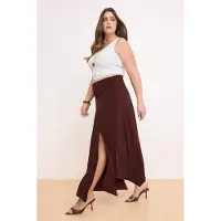 Trendyol Dam Brun Enfärgad Midi Plus size Kjolar