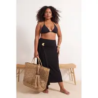 Trendyol Dam Svart Enfärgad Midi Penn kjol Plus size Kjolar