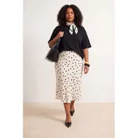 Trendyol Dam Vit Prickig Midi Plus size Kjolar