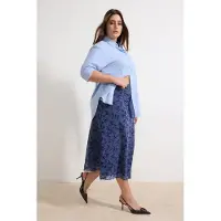 Trendyol Dam Blå Blommig Midi Plus size Kjolar