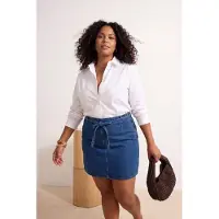 Trendyol Dam Blå Enfärgad Kort / Mini A-linje Plus size Kjolar