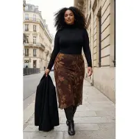 Trendyol Dam Flerfärgad Blommig Midi Plus size Kjolar