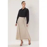 Trendyol Modest Dam Beige Enfärgad Maxi A-linje A-linje Modest Kjolar