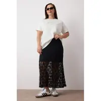 Trendyol Dam Svart Enfärgad Maxi Plus size Kjolar