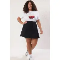 Trendyol Dam Svart Enfärgad Kort / Mini A-linje Plus size Kjolar