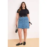 Trendyol Dam Blå Enfärgad Kort / Mini A-linje Plus size Kjolar