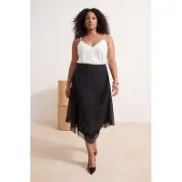 Trendyol Dam Svart Rutig Midi Asymmetrisk Plus size Kjolar
