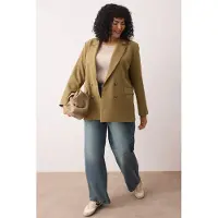 Trendyol Dam Khaki Enfärgad Lång Oversize Plus size Kavajer