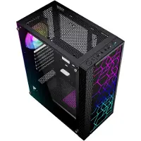 Gembird Fornax 2500 - Mid tower - ATX - genomskinlig sidopanel (glas) - ingen strömförsörjning (ATX) - svart - USB/ljud