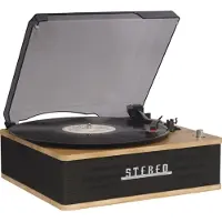 24.Se Denver VPB-262LW retro skivspelare med Bluetooth / vinylspelare med inbyggda högtalare / LP-spelare