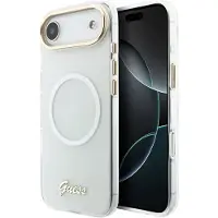 GUESS IML Gradient Script Metal MagSafe-fodral för iPhone Air – Vitt