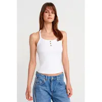Dilvin Smal Passform Ribbad Stickad Camisole Blus
