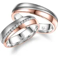 MARRYA Ring 'ES-33 Ehering aus Edelstahl - Silberfarben & Rosé' silver