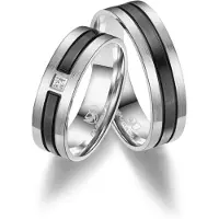 MARRYA Ring 'ES-10 Ehering aus Edelstahl - Silberfarben & Schwarz' vit denim