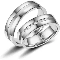 MARRYA Ring 'ES-08 Ehering aus Edelstahl - Silberfarben' silvergrå