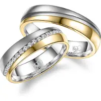 MARRYA Ring 'ES-32 Ehering aus Edelstahl - Silberfarben & Gelbgold plattiert' guldgul