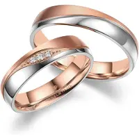 MARRYA Ring 'ES-35 Ehering aus Edelstahl - Silberfarben & Rosé' roséguld
