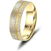 MARRYA Ring 'ES-37 Ehering aus Edelstahl - Gold plattiert' guld