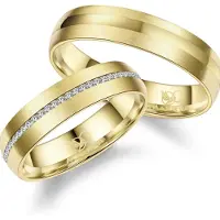 MARRYA Ring 'ES-27 Ehering aus Edelstahl - Gold plattiert' guldgul