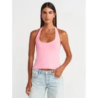 Dilvin Smal Passform Halterneck Cut-Out Topp