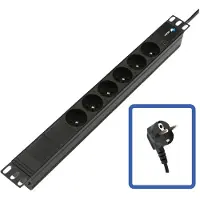 Lanview POWER STRIP 19 - 6 WAYS - 1U - WITH LED POWER, Svart, Svart, 4000 W, 510 mm, 97 mm, 58 mm