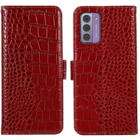 Mtp Products Nokia G42 Crocodile Serie Läder Plånboksfodral med RFID - Röd
