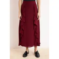 Trendyol Modest Dam Vinröd Enfärgad Maxi A-linje A-linje Modest Kjolar