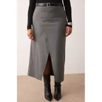 Trendyol Dam Grå Enfärgad Maxi Plus size Kjolar