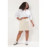 Trendyol Dam Ecru Enfärgad Kort / Mini A-linje A-linje Plus size Kjolar