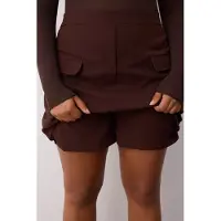 Trendyol Dam Brun Enfärgad Kort / Mini Penn kjol Plus size Kjolar