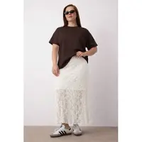 Trendyol Dam Ecru Enfärgad Maxi Plus size Kjolar