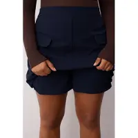 Trendyol Dam Mörkblå Enfärgad Kort / Mini Penn kjol Plus size Kjolar